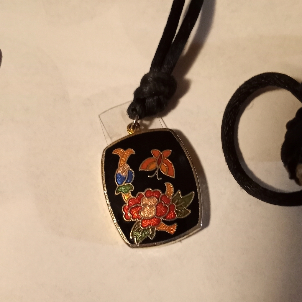 Vintage Cloisonne Picture Frame Necklace 15$